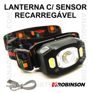 ROBINSON LANTERNA DE CABEÇA COM SENSOR RECARREGÁVEL