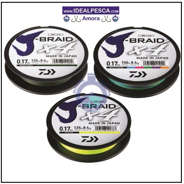 LINHA DAIWA J-BRAID X4 1500 METROS MULTI-COLOUR