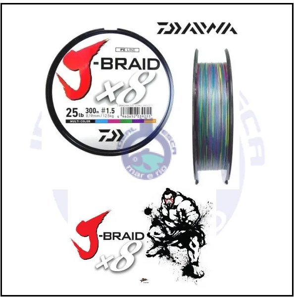 Linha Daiwa J-BRAID 8X Multicolor 500 MT.