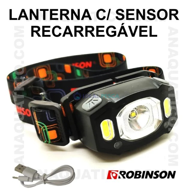 ROBINSON LANTERNA DE CABEÇA COM SENSOR RECARREGÁVEL