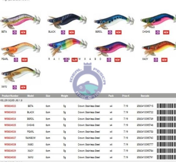 TONEIRA KILLER 2.2 squid jig Williamson