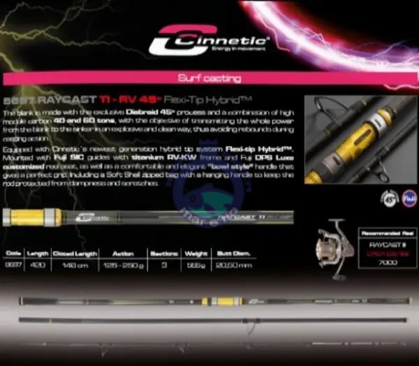 Cana de Pesca Cinnetic Raycast TI-RV 45° Flexi-Tip Hybrid Surfcasting